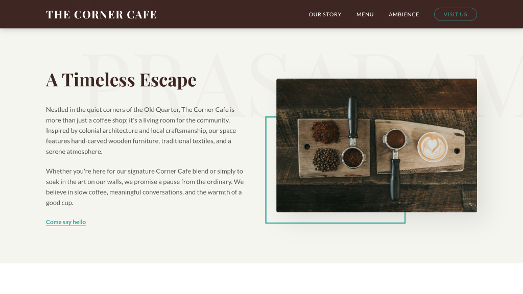 The Corner Cafe - Cafe Business Website