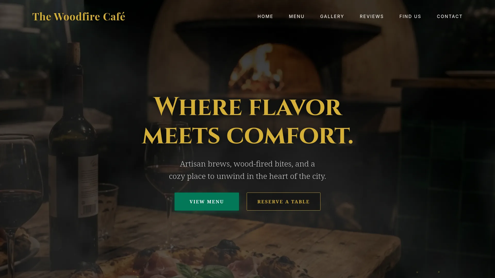 The Woodfire Café - Food & Beverage Website